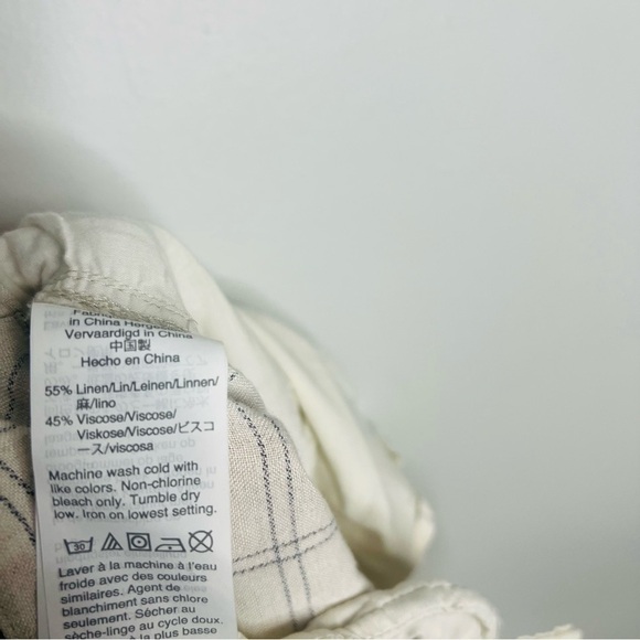 MADEWELL Linen Pleated Taper Wide-Leg Pants in Windowpane size 10 - Picture 4 of 7